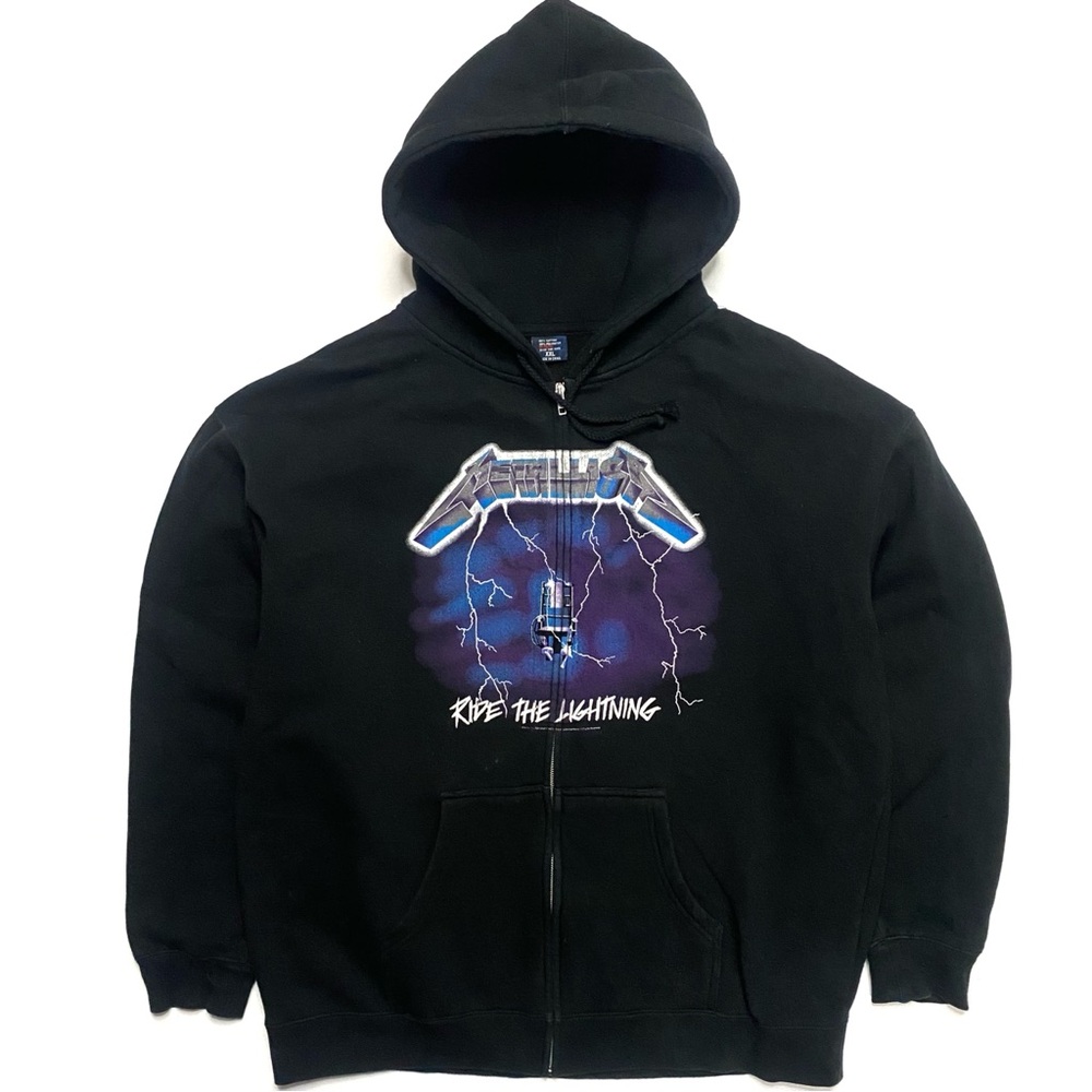 Vintage Metallica Ride The Lightning Album Cover Full Zip Hoodie Sweatshirt XXL
